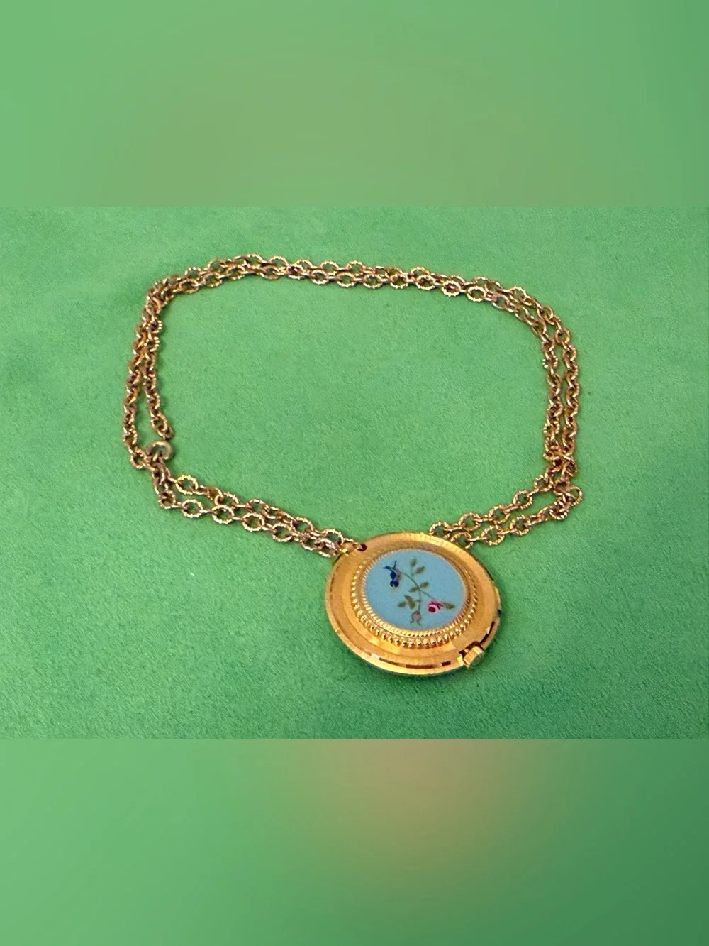 Rona Vintage 17 Jewels Swiss Made Gold-Tone Pendant Watch Necklace Two Sided